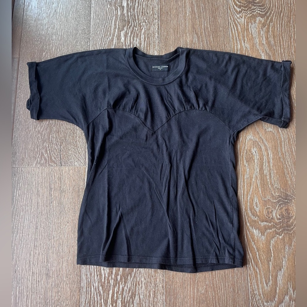 Michael Lauren Kinsley Contrast Sweetheart Tee in Black